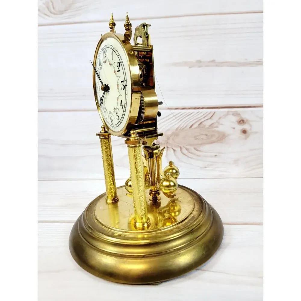 Vintage Hall Craft Corp Torsion Pendulum Glass Dome Clock Made In Germany READ